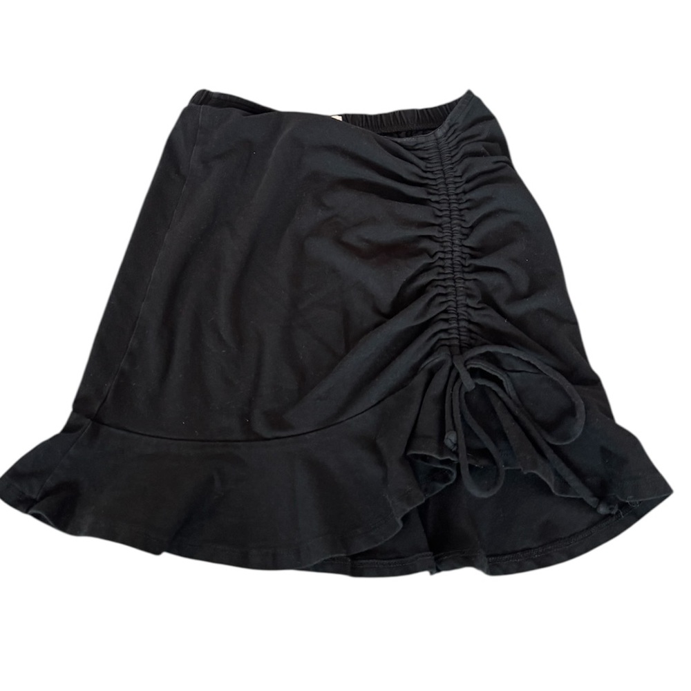 SO‎ Women's Side Ruched Mini Skirt Pull-On Black Size XS Cotton Spandex